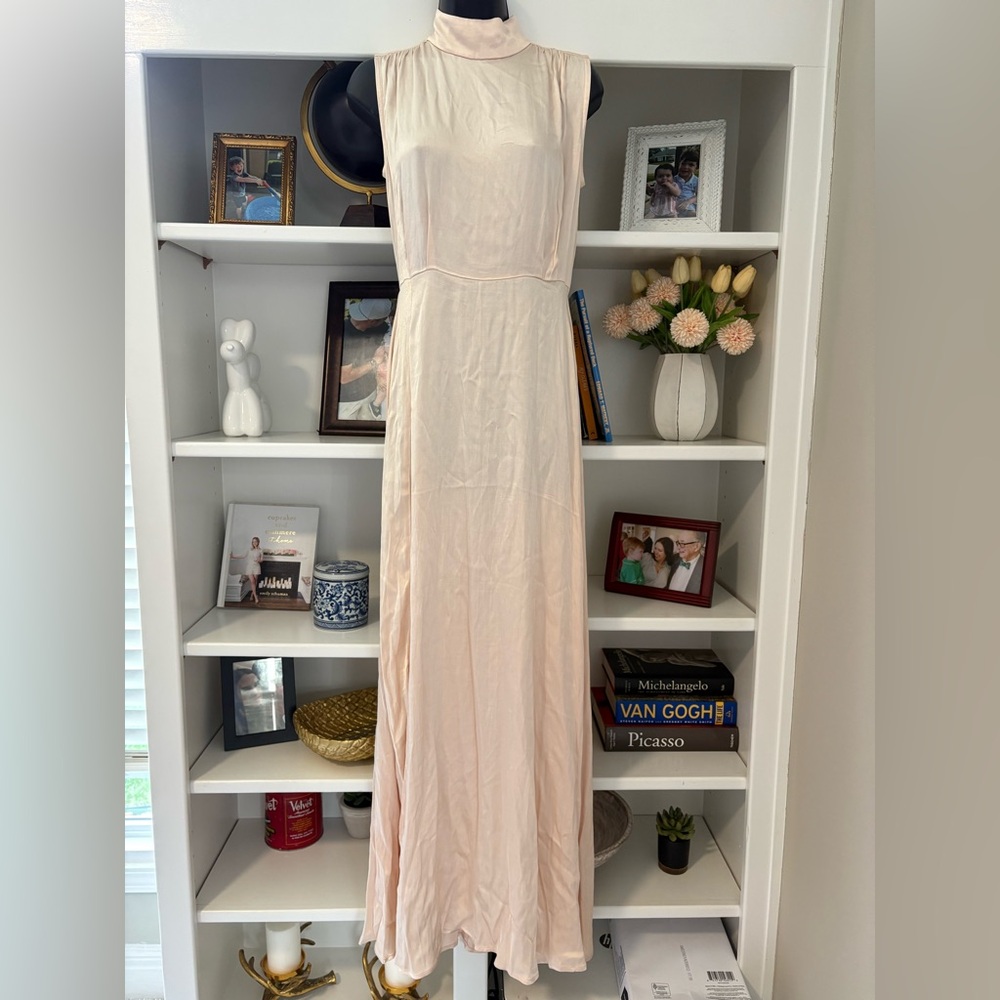 Bohme Mock Neck Elegant Cream Sleeveless Dress
